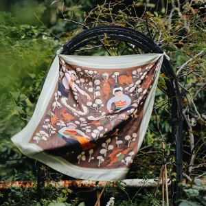muong - cotton field silk scarf, brown cotton scarf, designed scarf, fashion accessory, unique patterned scarf