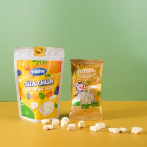 durian flavored freeze dried yogurt cubes, dried durian yogurt, crispy freeze-dried yogurt, cold-dried yogurt bites, dried yogurt bites