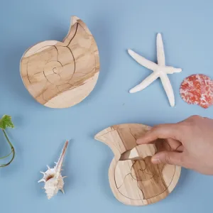 spiral wooden puzzles, intellectual puzzle toy, made from recycled wood, natural untreated wood, educational gift