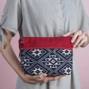 brocade handbag, two compartments, featuring traditional ethnic patterns, ideal for personal belongings, durable material, souvenir gift