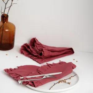 “kiều” napkin, elegant lace trim, made of lightweight linen, machine washable, easy to clean, keeps clothes clean while eating