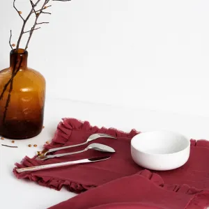 khăn lót đĩa “kiều”, thiết kế bèo nhún mới lạ, phong cách hiện đại, chất liệu linen cao cấp, dễ dàng giặt sạch, điểm nhấn tươi tắn