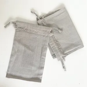 dark gray “ô cửa” linen bag, minimalist design, efficient for bread and grains preservation, drawstring bag, breathable material