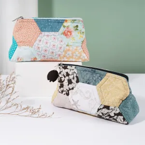 ví cầm tay ghép lục giác, ví cầm tay, chất vải thô hàn 100% cotton, hoạ tiết độc đáo, được chần bông thủ công, thủ công, tomato handmade, chus