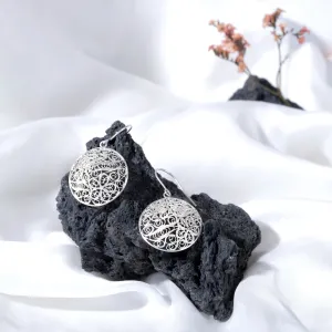 conical hat silver earrings, sterling silver, featuring bold vietnamese cultural patterns, graceful curves, intricate handcrafted detail