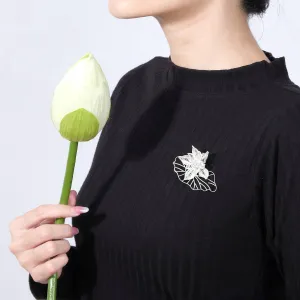 lotus silver brooch, high-quality solid silver, elegant and intricate design, sophisticated accent for outfits