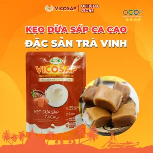 cocoa macapuno coconut candy, specialty of tra vinh, sweet candy without artificial coloring, safe for children, family gift