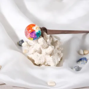 trâm cài tóc gỗ resin hoa nhiều màu, đẽo gọt tỉ mỉ bằng tay, có thể điều chỉnh theo sở thích, tôn lên vẻ điệu đà cho tóc