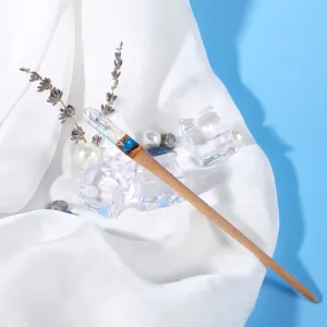 small flower resin & wooden hair stick, feminine hair accessory, durable and sturdy material, suitable for various styles