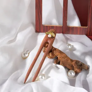 wasp wooden hair fork, keeps hair neat, easy to use, natural wood color for a rustic look, delicate accent for hair