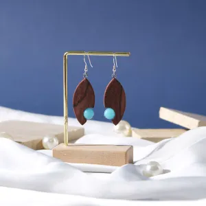 wooden and beads earrings, rustic wood material, unique statement piece, exquisite handcrafted detailing, handmade earrings