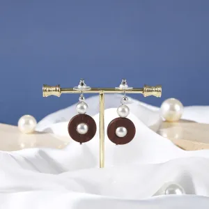 wooden and flat bead earrings, eye-catching design, feminine and striking, enhances facial features, suitable for various occasions