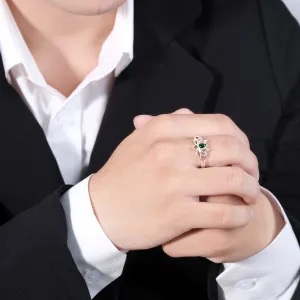 emerald silver ring, beautiful and noble patterns, harmonious blend of classic and modern, sophisticated beauty