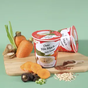 instant oats congee, single cup, convenient meal, vegetarian porridge, healthy meal, packaged porridge, nutritious meal