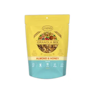 granola mix vị hạnh nhân và mật ong, gói mini 45g, bữa sáng dinh dưỡng, ngũ cốc yến mạch, đồ ăn vặt tiện lợi