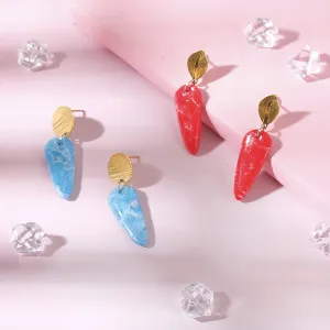 sharp marble clay earrings, vibrant colors, suitable for various faces, classic monochromatic design, noble appearance