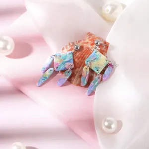 boho mix marble clay earrings, faux jade stone patterns, striking color patches, eye-catching, unique accent for outfits