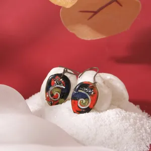 small water drop earrings with lacquered pattern, exquisite and creative products, simple beauty, intricate handcrafted technique