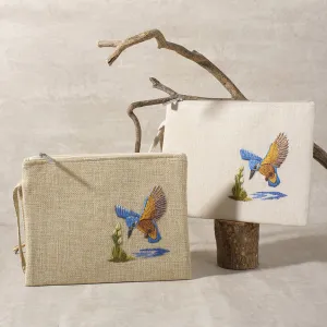 kingfisher embroidery envelope bag, exquisite and simple design, beautiful bird embroidery pattern, compact and convenient, wonderful gift