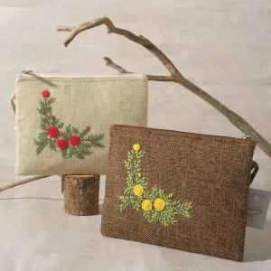 rose embroidery envelope bag, envelope-shaped design, compact and cute, well-fitting handle, exquisite hand-embroidered pattern