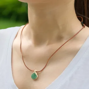 dây chuyền mê mẩn, dây da thuộc thảo mộc, mặt dây chuyền hình vỏ sò xinh xắn, phụ kiện thủ công, phong cách vintage