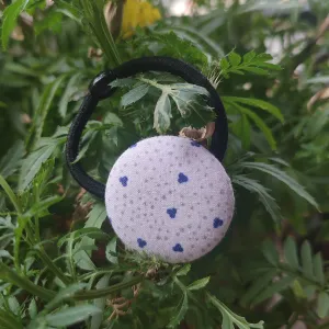 button hair tie, random color, various patterns, durable material, unique large round button design, handmade items