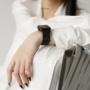 black epsom leather handcrafted watch strap, minimalist and elegant style, premium epsom leather material, durable and beautiful