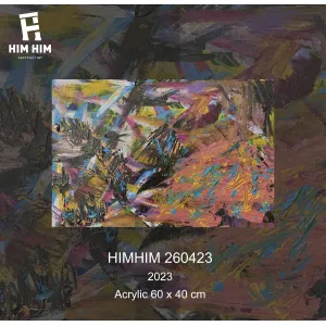 himhim 260423, tranh nghệ thuật trừu tượng vẽ tay, chất liệu canvas, màu sắc đa dạng và sống động, điểm nhấn đặc biệt cho không gian sống