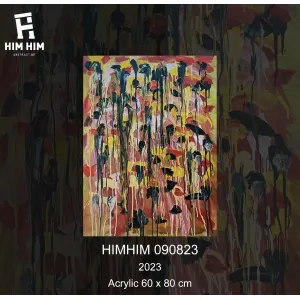 himhim 090823, tranh nghệ thuật trừu tượng vẽ tay, tác phẩm trừu tượng đầy màu sắc, chất liệu canvas trắng, sản phẩm trang trí