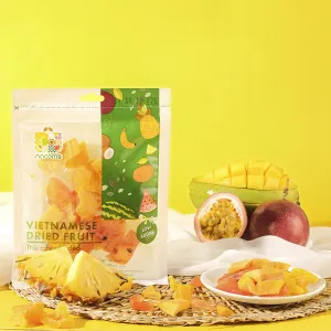trái cây sấy dẻo (xoài, thơm, chanh dây), trái cây tươi tự nhiên, bổ sung vitamin, đồ ăn vặt lành mạnh, tốt cho sức khỏe