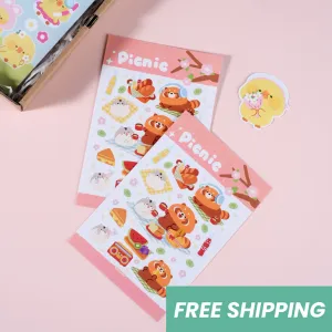 picnic stickers, cat and panda stickers, cute notebook decorations, phone case stickers, gifts for friends and family