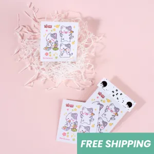 toy figurine stickers, sticker of a playful cat with the toy, cute decorative sticker, lovely spiritual gift