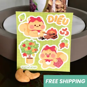 sticker điều, độ bền cao, màu sắc sắc nét, không bị bong tróc, thiết kế đáng yêu, hình dán chất lượng