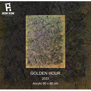 golden hour, tranh nghệ thuật trừu tượng vẽ tay, tranh vẽ tay độc bản, chất liệu acrylic trên khung canvas, phong cách trừu tượng