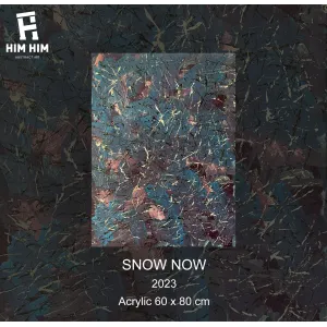snow now, tranh nghệ thuật trừu tượng vẽ tay, tông màu lạnh và trầm, chất liệu acrylic trên khung canvas, điểm nhấn cho gian phòng hiện đại