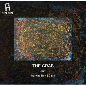 the crab, tranh nghệ thuật trừu tượng vẽ tay, chất liệu acrylic, sử dụng dầu dừa và dầu olive, kích thước 60x80cm