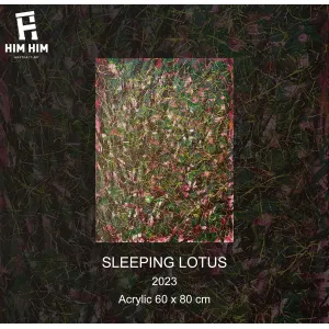 sleeping lotus, tranh nghệ thuật trừu tượng vẽ tay, nét cọ phóng khoáng, bức tranh thiên nhiên nghệ thuật, điểm nhấn cho mọi không gian