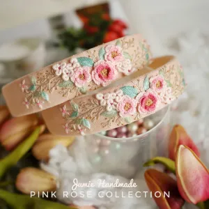 rose hand embroidered headband, intricately hand-embroidered pattern, sweet colors, non-peeling adhesive, delicate style