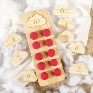 cloud shaped wooden numbers set, intellectual toy, stimulates thinking, unique toy set, smart wooden toy
