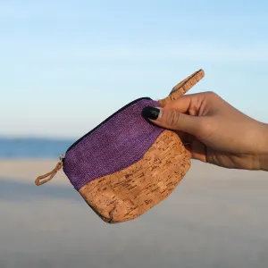 hemp cork pouch, size s, handheld mini wallet, for loose change or keys, simple style, vibrant color