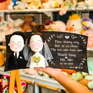groom and bride art doll in ao dai, intricate design, compact size and easy storage, meaningful and unique gift