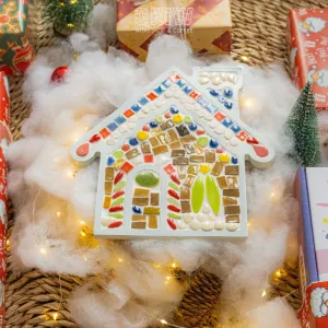 christmas house diy mosaic kit for kids, handcrafted toy set, assembly toy, encourages creativity, decorative item