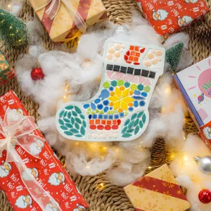 christmas socks diy mosaic kit for kids, cute toy set, handcrafted toy, sparks creativity, holiday gift