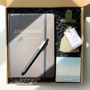 gift box, notebook, gel pen , sticky note