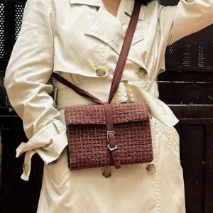 túi linh linen thêu sashiko, vừa là túi vừa là bọc sổ, 2 ngăn rộng có khóa kéo, phong cách thanh lịch và hiện đại
