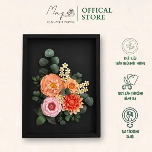 Handmade Paper Flower Painting - Secret Garden MAYPAPERFLOWER 30x40cm Wooden Frame