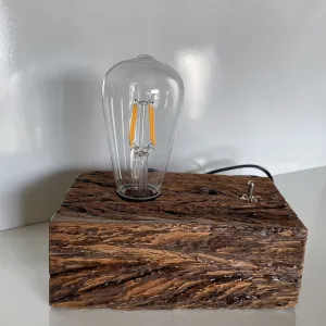 đèn trang trí bằng gỗ lũa vintage kèm nút gạt, mã la-1015 - p decor, gỗ lũa vuông nguyên khối, nút gạt tiện lợi, phụ kiện trang trí độc đáo