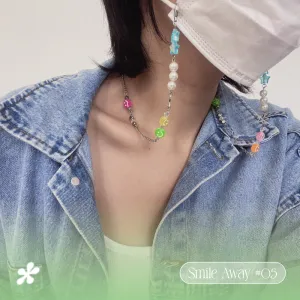 colorful mask strap style 05, smile away collection, adorned with charming charms, unique handmade accessory, youthful style