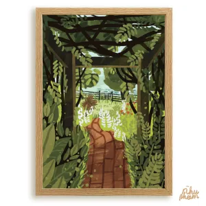 garden no.2 decorative art print, size a3 / a4, included frame, freshness of nature, vibrant colors, decorative artwork