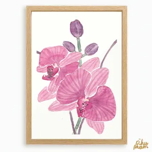 orchid decorative art print, size a3 / a4, included frame, elegant beauty, high aesthetic value, sharp colors